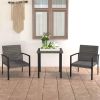 3 Piece Patio Dining Set Poly Rattan Gray