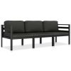 3 Piece Patio Lounge Set with Cushions Aluminum Anthracite