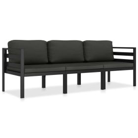 3 Piece Patio Lounge Set with Cushions Aluminum Anthracite