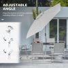 Outsunny 8 Piece Patio Dining Set with Table Umbrella, 6 Folding Chairs and Rectangle Dining Table, Outdoor Patio Furniture Set, Gray