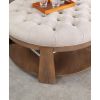 Wire-brushed Finish Natural Tone / Beige 1pc Ottoman Transitional Style Deep Button Linen Like Tufted Seat Open Bottom Shelf Living Room