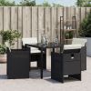 Patio Chairs with Cushions 4 pcs Black Poly Rattan