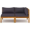 2 Piece Sofa Set with Dark Gray Cushions Solid Acacia Wood