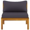 2 Piece Sofa Set with Dark Gray Cushions Solid Acacia Wood