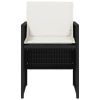 Patio Chairs with Cushions 4 pcs Black Poly Rattan