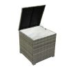 4 Piece Patio Sectional Wicker Rattan Outdoor Furniture Sofa Set with Storage Box - Grey Wicker Creme Cushion