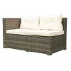 4 Piece Patio Sectional Wicker Rattan Outdoor Furniture Sofa Set with Storage Box - Grey Wicker Creme Cushion