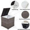 4 Piece Patio Sectional Wicker Rattan Outdoor Furniture Sofa Set with Storage Box - Grey Wicker Creme Cushion