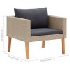 3 Piece Patio Lounge Set with Cushions Poly Rattan Beige