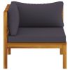 2 Piece Sofa Set with Dark Gray Cushions Solid Acacia Wood