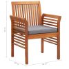 Patio Dining Chairs with Cushions 2 pcs Solid Acacia Wood
