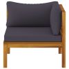 2 Piece Sofa Set with Dark Gray Cushions Solid Acacia Wood