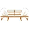Patio Bench with Cushions 2-in-1 74.8" Solid Acacia Wood