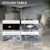 Outsunny 8 Piece Patio Dining Set with Table Umbrella, 6 Folding Chairs and Rectangle Dining Table, Outdoor Patio Furniture Set, Gray
