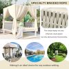 U_Style Outdoor Patio Sunbed with Curtains, High Comfort, Suitable for Multiple Scenarios