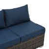Patio Furniture, Outdoor Furniture, Seasonal PE Wicker Furniture, 4 Set Wicker Furniture With Tempered Glass Coffee Table,