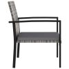 3 Piece Patio Dining Set Poly Rattan Gray