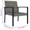 3 Piece Patio Dining Set Poly Rattan Gray