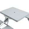 Outsunny Folding Picnic Table with Seats and Umbrella Hole, Portable Camping Chairs Set, 4-Seat, Aluminum Frame, Gray