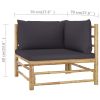 4 Piece Patio Lounge Set with Dark Gray Cushions Bamboo