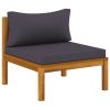 2 Piece Sofa Set with Dark Gray Cushions Solid Acacia Wood