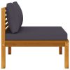 2 Piece Sofa Set with Dark Gray Cushions Solid Acacia Wood
