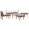 6 Piece Patio Lounge Set Solid Wood Acacia