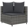 4 Piece Patio Sofa Set with Cushions Gray Poly Rattan