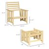 Patio Furniture Set, Wood Outdoor Patio Chair with Ottoman, 2 Piece Cushioned Outdoor Lounge Chair, Sofa Chair with Footrest, Beige