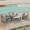 Patio Furniture, Outdoor Furniture, Seasonal PE Wicker Furniture, 6 Set Wicker Furniture With Tempered Glass Coffee Table