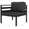3 Piece Patio Lounge Set with Cushions Aluminum Anthracite