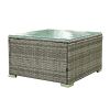 4 Piece Patio Sectional Wicker Rattan Outdoor Furniture Sofa Set with Storage Box - Grey Wicker Creme Cushion