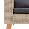 3 Piece Patio Lounge Set with Cushions Poly Rattan Beige