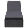 Sunlounger Poly Rattan Black and Dark Gray