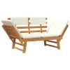 Patio Bench with Cushions 2-in-1 74.8" Solid Acacia Wood