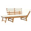 Patio Bench with Cushions 2-in-1 74.8" Solid Acacia Wood