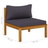 2 Piece Sofa Set with Dark Gray Cushions Solid Acacia Wood
