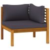 2 Piece Sofa Set with Dark Gray Cushions Solid Acacia Wood