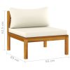 3-Seater Patio Sofa with Cream Cushion Solid Acacia Wood