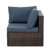 Patio Furniture, Outdoor Furniture, Seasonal PE Wicker Furniture, 5 Set Wicker Furniture With Tempered Glass Coffee Table,