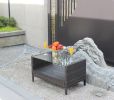 Outdoor patio Furniture Coffee Table with clear tempered glass