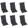 Folding Patio Chairs 6 pcs with Cushions Solid Acacia Wood
