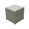 4 Piece Patio Sectional Wicker Rattan Outdoor Furniture Sofa Set with Storage Box - Grey Wicker Creme Cushion