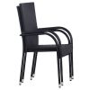 Stackable Patio Chairs 2 pcs Poly Rattan Black