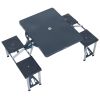 Outsunny Folding Picnic Table with Seats and Umbrella Hole, Portable Camping Chairs Set, 4-Seat, Aluminum Frame, Dark Gray