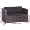 3 Piece Bistro Set Poly with Cushions Rattan Gray