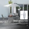 Outsunny 8 Piece Patio Dining Set with Table Umbrella, 6 Folding Chairs and Rectangle Dining Table, Outdoor Patio Furniture Set, Gray