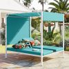 U_STYLE Outdoor Patio Sunbed Daybed with Cushions, Adjustable Seats