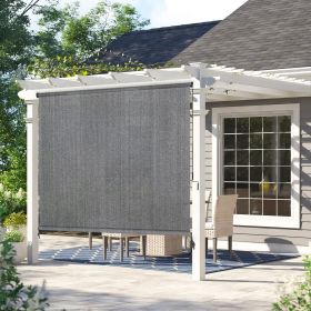 Outdoor cordless patio sunshade splice curtain rolled up porch pavilion Mocha (size: 8 ft x 6ft)