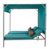 U_STYLE Outdoor Patio Sunbed Daybed with Cushions, Adjustable Seats